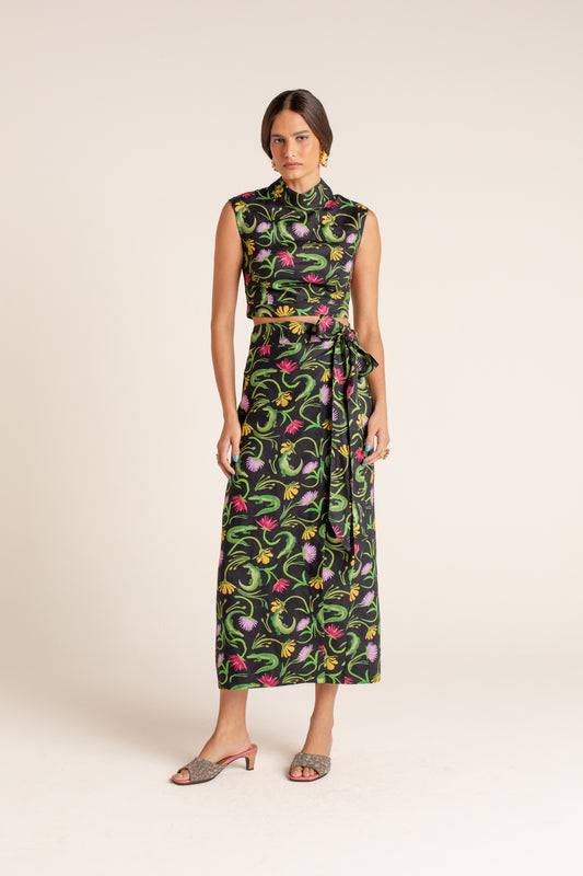 Saia Transpasse Flora Egípcia Preta