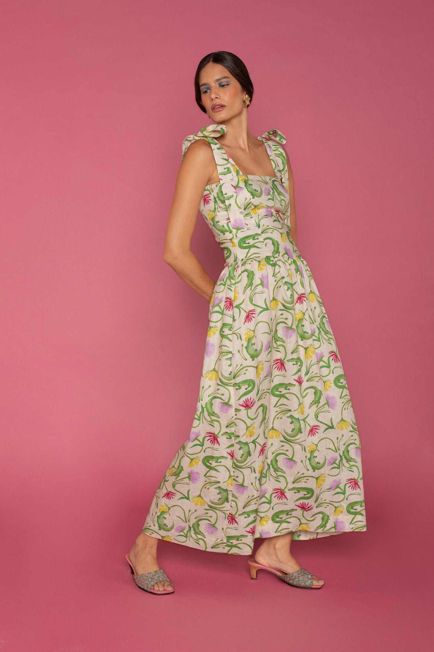 Vestido Mia Flora Egípcia Creme
