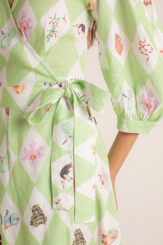 Vestido Transpasse Caleidoscópio Amazônico