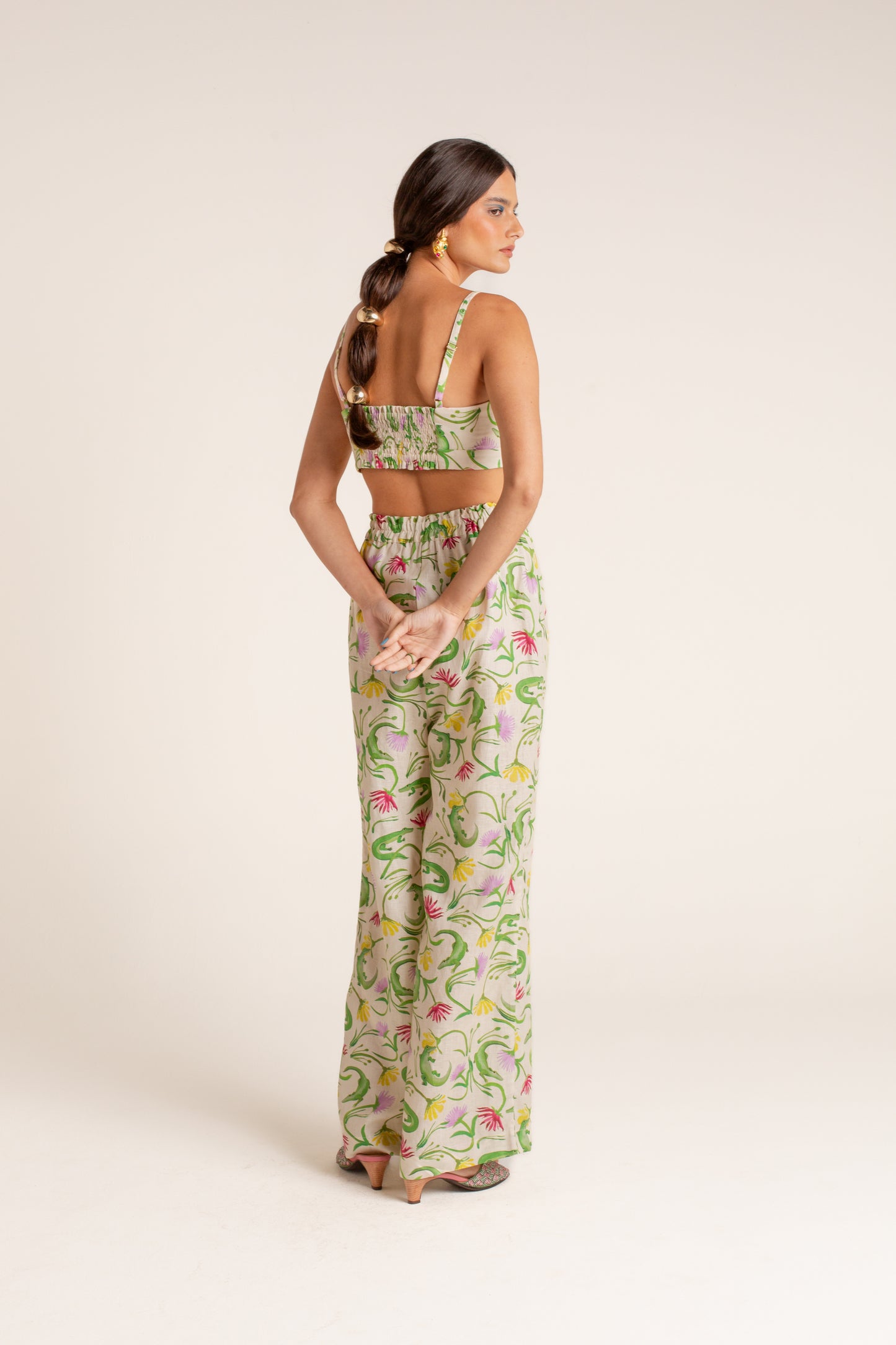 Pantalona Flora Egípcia Creme