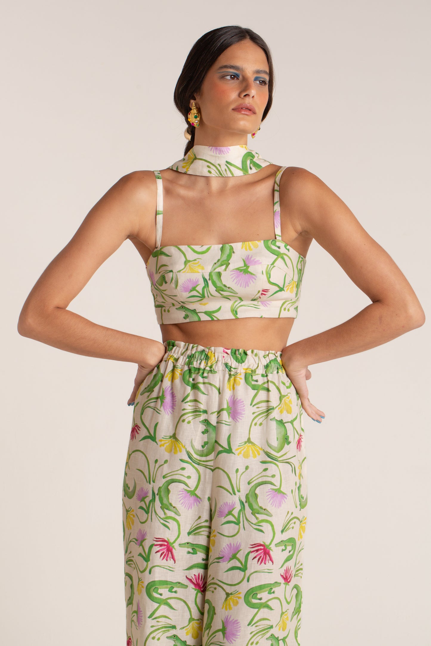 Top Demi Flora Egípcia Creme