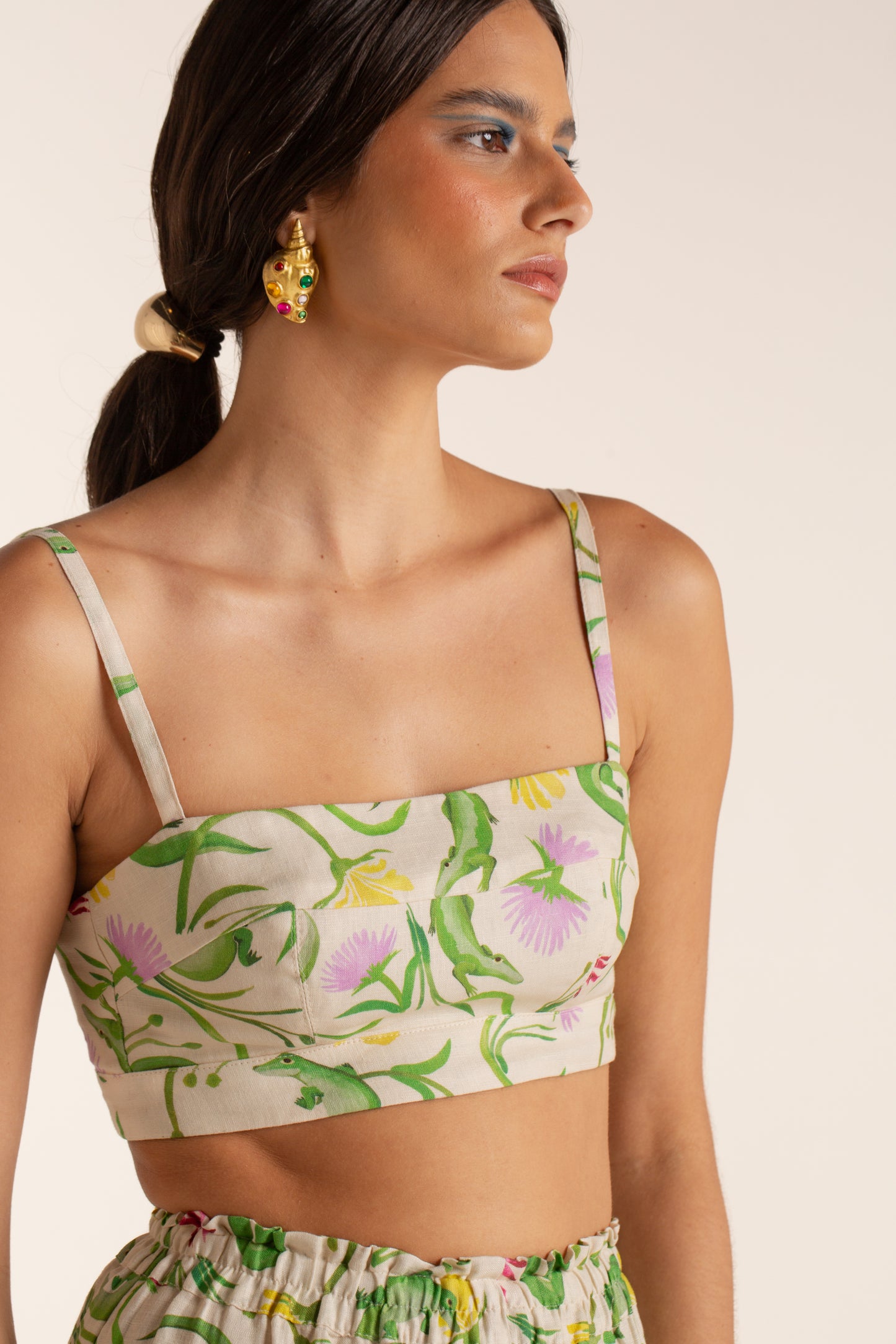 Top Demi Flora Egípcia Creme