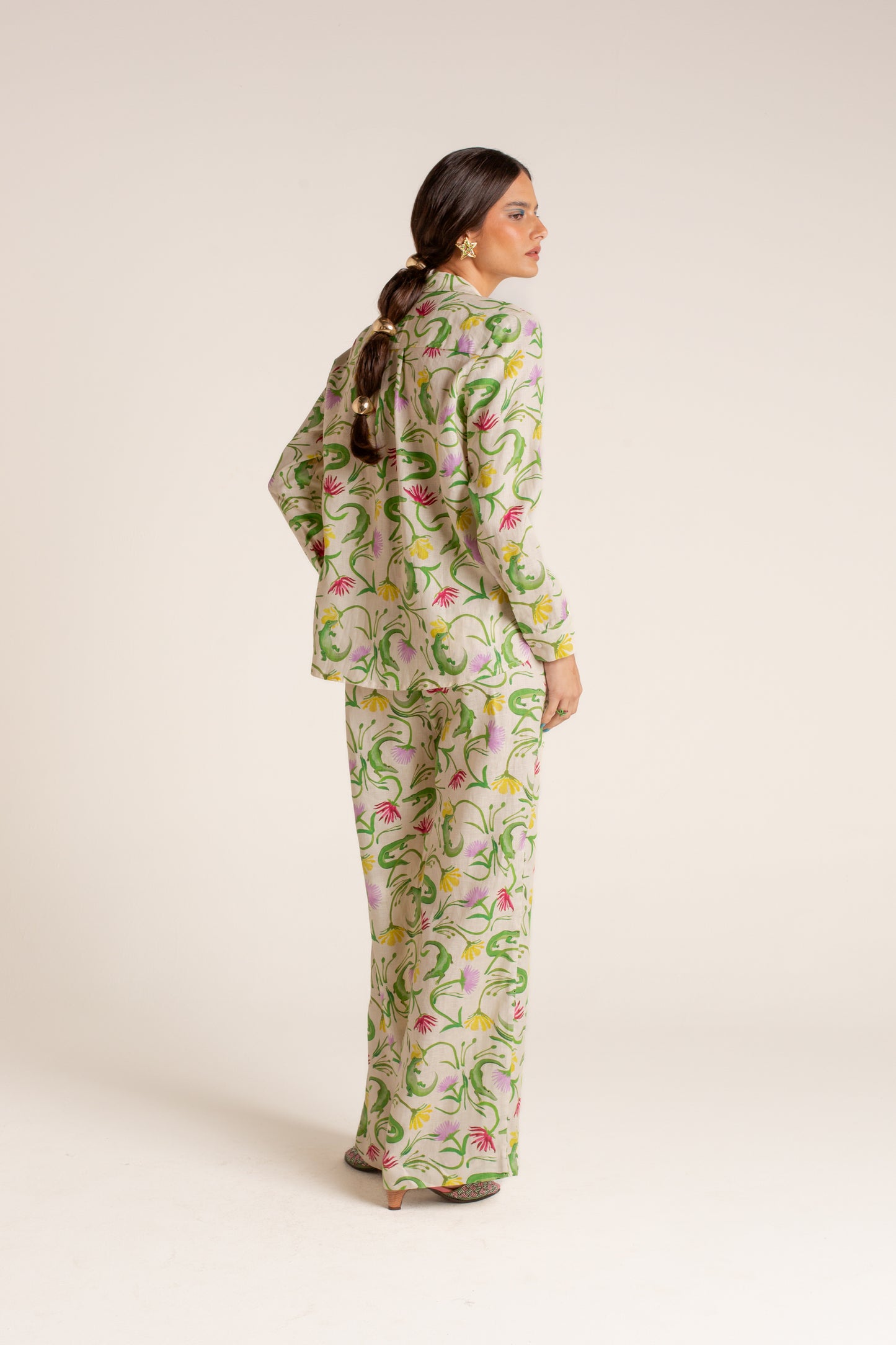 Camisa Flora Egípcia Creme
