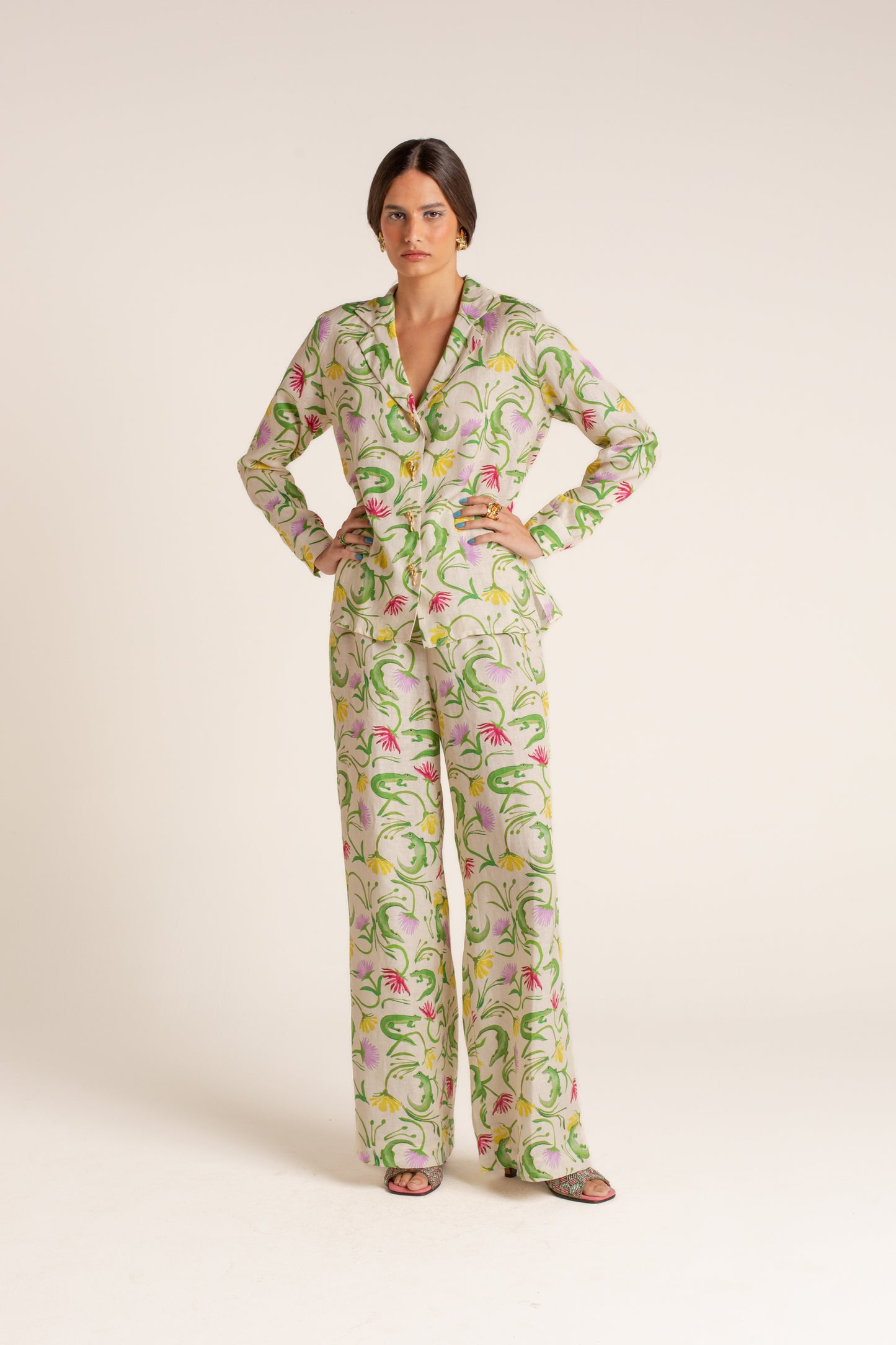 Pantalona Flora Egípcia Creme