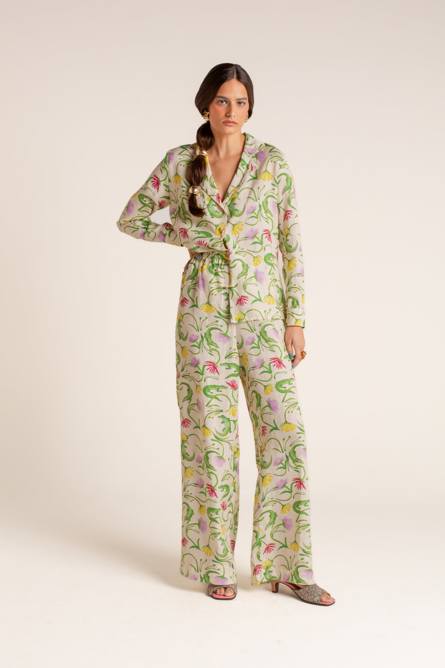 Pantalona Flora Egípcia Creme