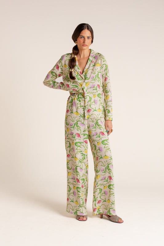 Pantalona Flora Egípcia Creme