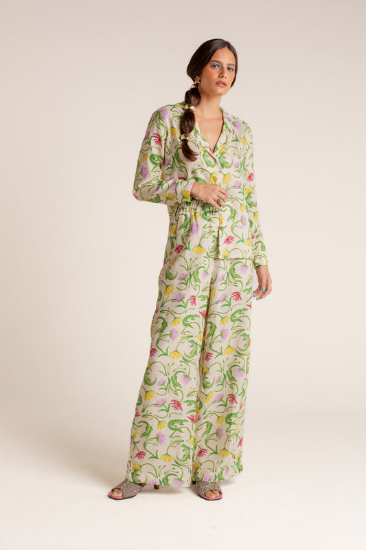 Camisa Flora Egípcia Creme