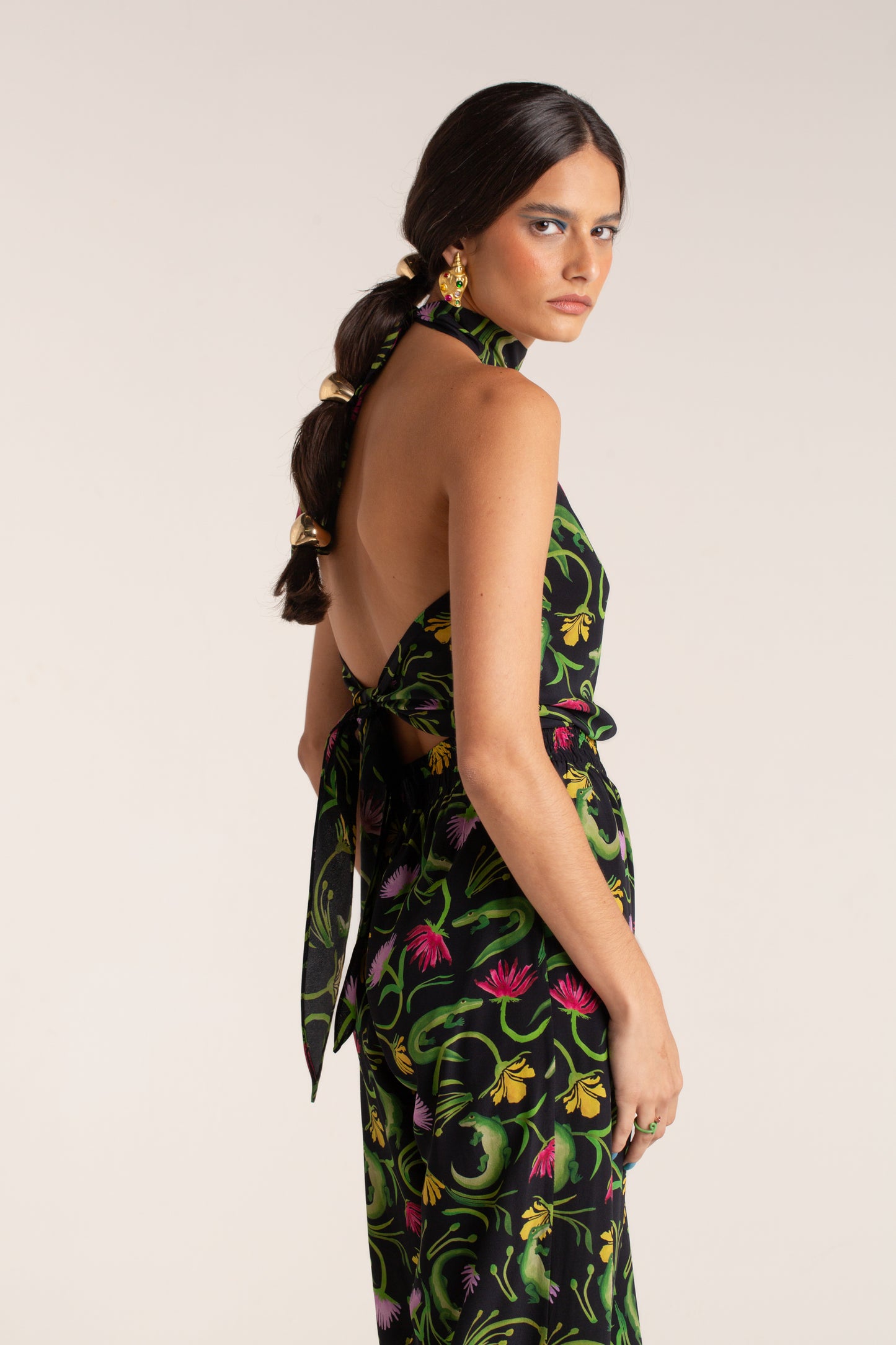 Top Lenço Flora Egípcia Preto