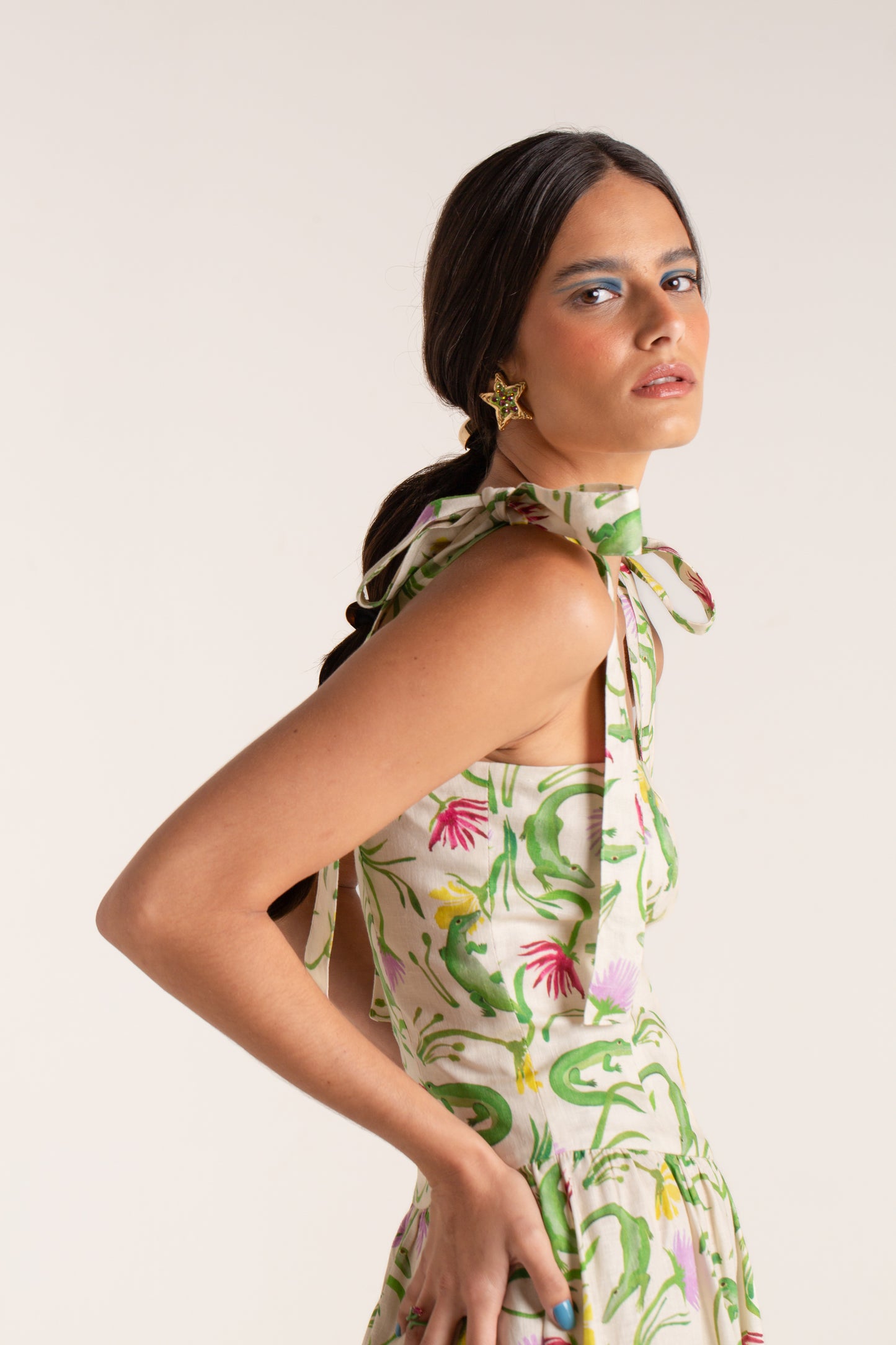 Vestido Mia Flora Egípcia Creme
