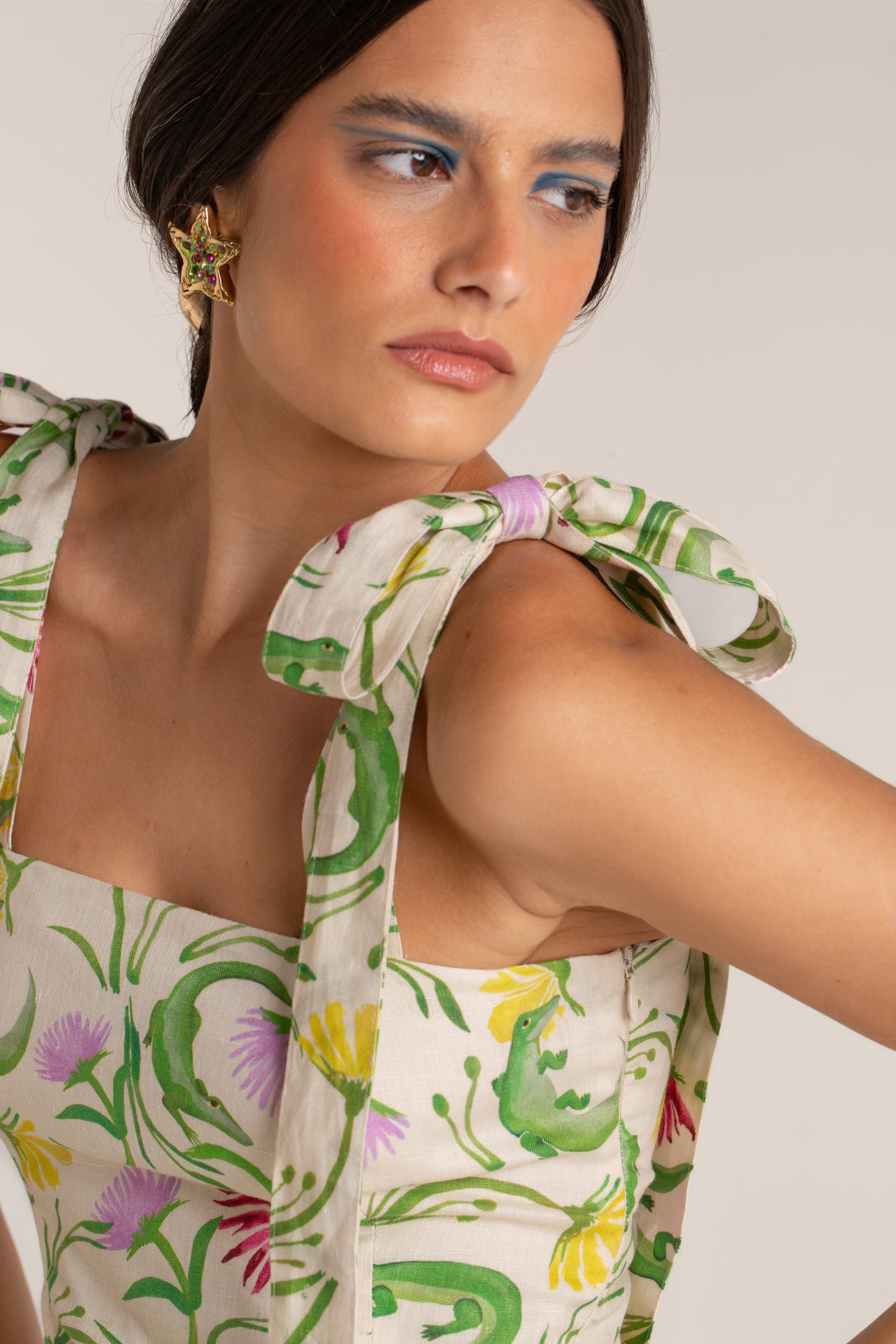 Vestido Mia Flora Egípcia Creme