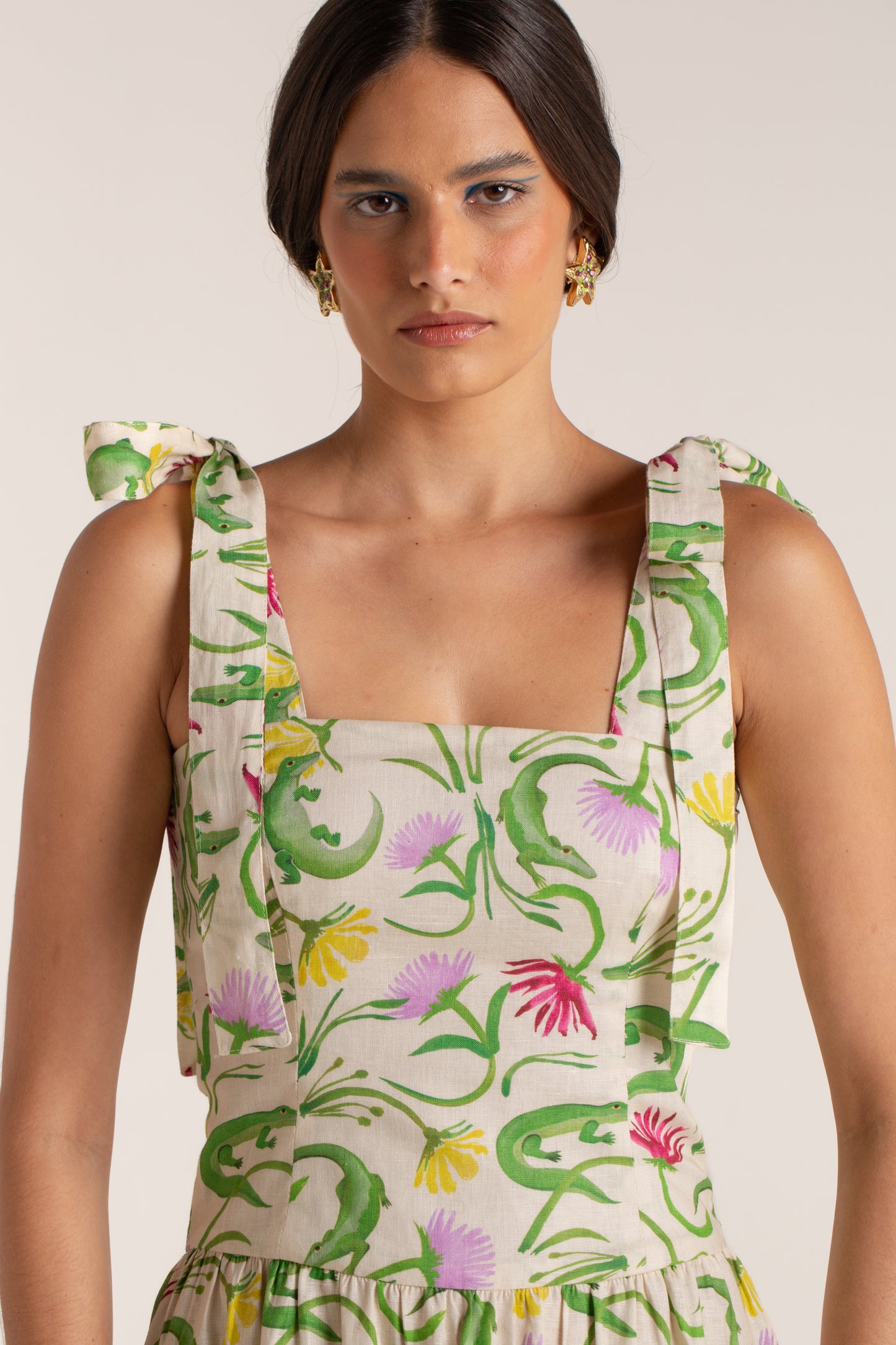 Vestido Mia Flora Egípcia Creme