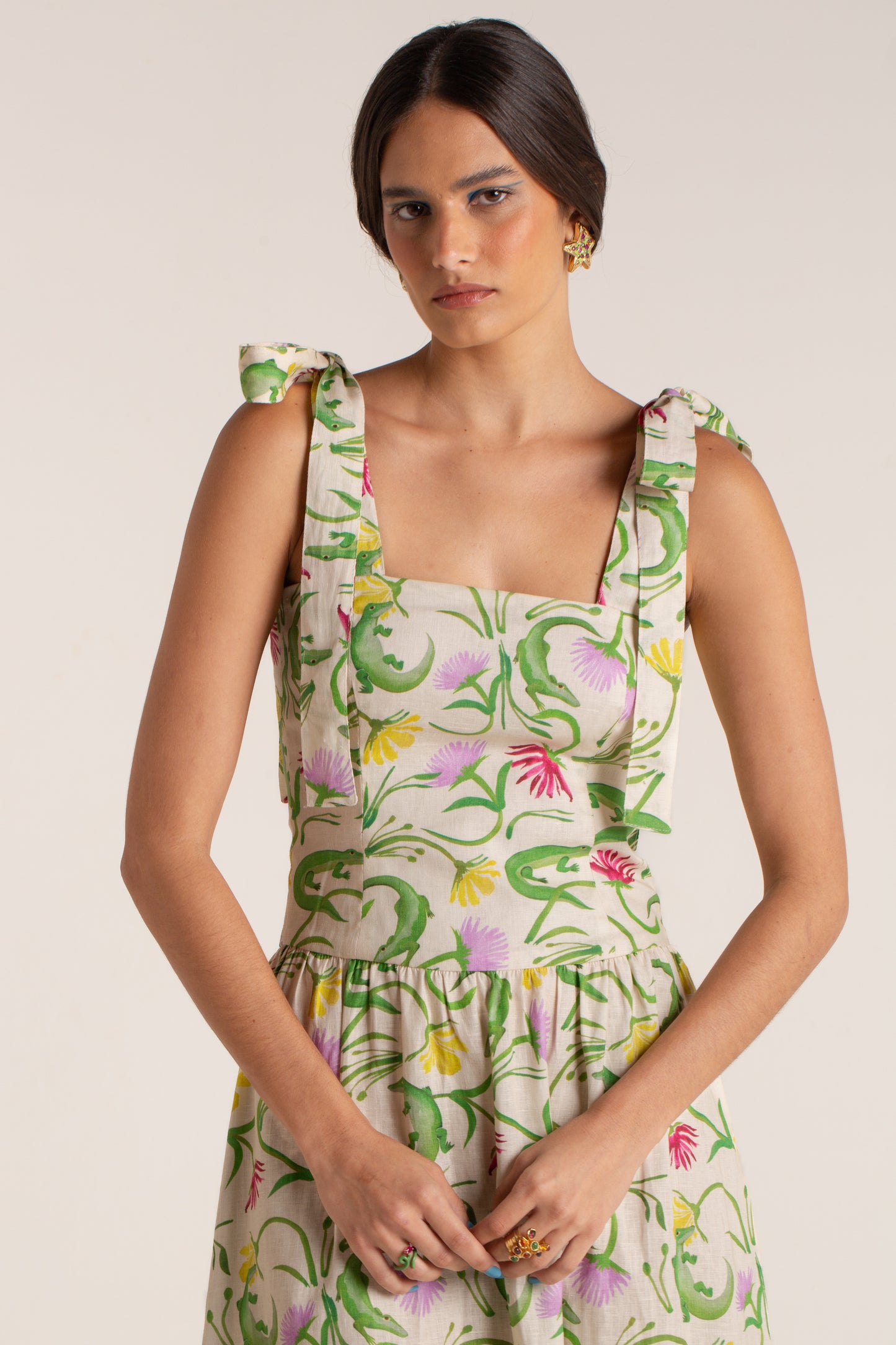 Vestido Mia Flora Egípcia Creme