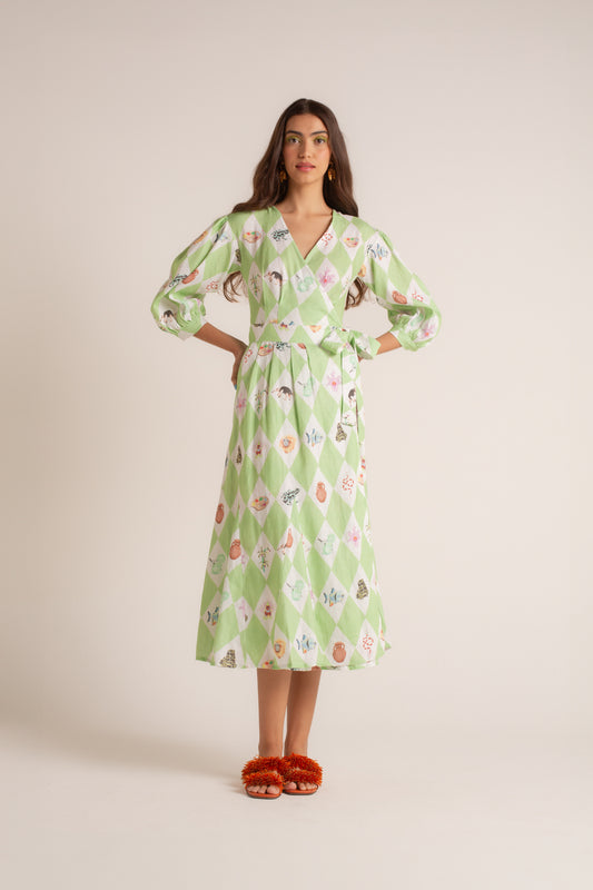 Vestido Transpasse Caleidoscópio Amazônico