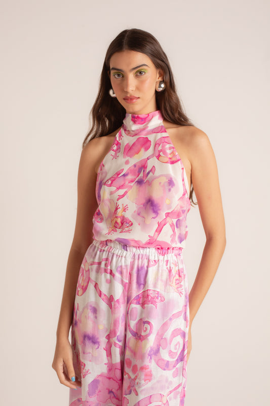 Top Lenço Fauna Tie-Dye